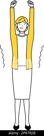 Pensionierte Senioren, Frau mittleren Alters, dehnend und stehend, Vector Illustration Stock Vektor