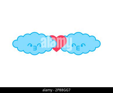 Wolken lieben sich. Cloud ist verliebt. Vektordarstellung Stock Vektor