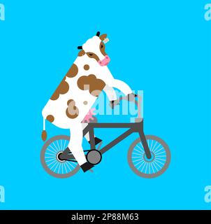 Kuh auf dem Fahrrad isoliert. Vektordarstellung Stock Vektor