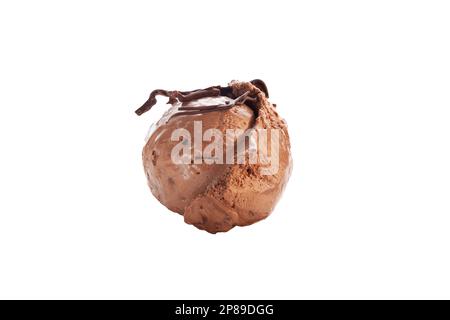 Belgisches Schokoladeneis mit Schokoladendressing oben drauf. Stockfoto