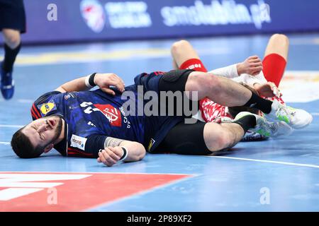 Nicolas Tournat of France während des EHF Euro 2024 für Männer, Qualifikatoren Handballspiels zwischen Polen und Frankreich am 8. März 2023 in der ERGO Arena in Danzig, Polen – Foto: Piotr Matusewicz/DPPI/LiveMedia Stockfoto