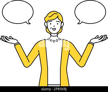 Rentner, Frau mittleren Alters, mit Abwischung und Vergleich, Vektor-Illustration Stock Vektor