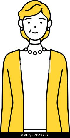 Rentner, Frau mittleren Alters, stehend, Vektor-Illustration Stock Vektor