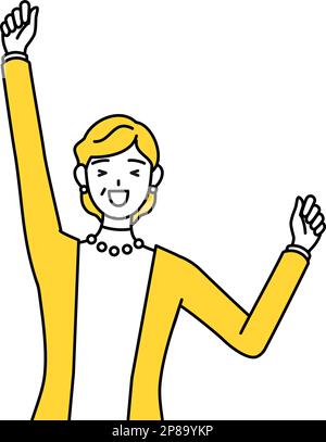 Rentner, Frau mittleren Alters, lächelnd und hüpfend, Vektor-Illustration Stock Vektor