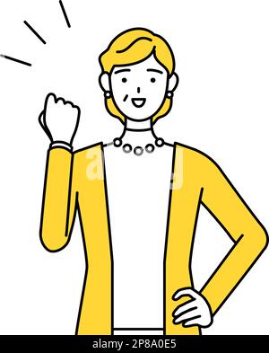 Rentner, Frau mittleren Alters, mutig posieren, Vektor-Illustration Stock Vektor