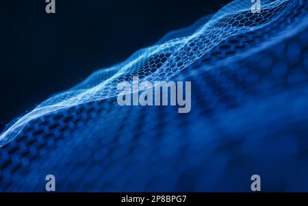 Digitaler sechseckiger Grafikhintergrund, 3D-Rendering. Digitale Zeichnung. Stockfoto