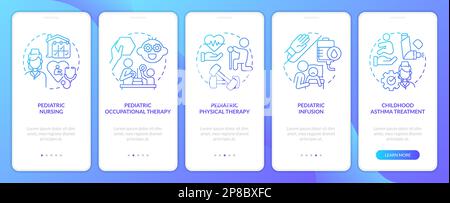 Pädiatrie Home Health Care Blue Gradient Onboarding Mobile App Bildschirm Stock Vektor