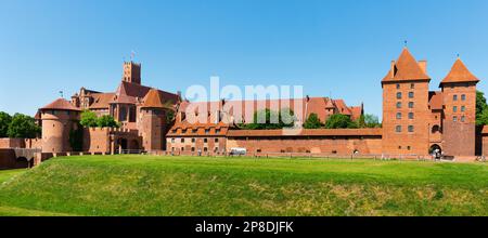 Panoramablick auf das Schloss Malbork Stockfoto