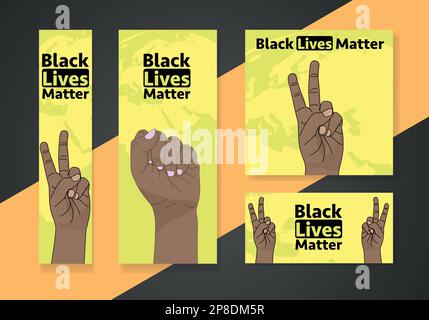 Black Lives Matter Poster mit Protestfaust in der Luft. BIPOC. Schluss mit dem Rassismus. Black Lives Matter – Vorlage für Grafikposter gegen Rassendiskriminierung Stock Vektor