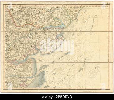 KÜSTEN VON NORTH ESSEX UND SOUTH SUFFOLK. Häfen Von Haven. Tendring. CARY 1832 alte Karte Stockfoto