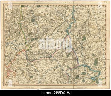 EAST MIDLANDS. Leicestershire Rutland Nottinghamshire Lincs Derbys CARY 1832 Karte Stockfoto