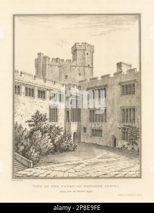 Blick auf den Court of Naworth Castle, Cumbria von Samuel Lysons 1816 Stockfoto