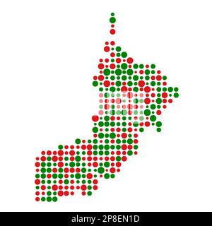 Oman Map Silhouette verpixelt abgeleitete Musterdarstellung Stock Vektor