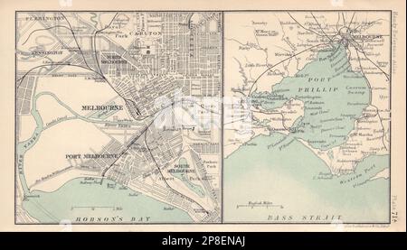 Umgebung von Melbourne und Port Phillip. Victoria Australien. BARTHOLOMEW 1898 Karte Stockfoto