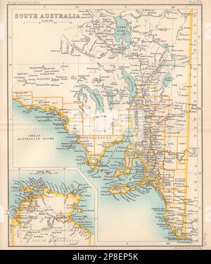 Karte des Bundesstaates Südaustralien. Nördliches Territorium. BARTHOLOMEW 1898 Jahre alt Stockfoto