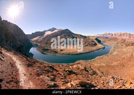 Blick auf den Colorado River bei Lee's Ferry vom Spencer Trail, Glen Canyon National Recreation Area, Arizona, USA Stockfoto