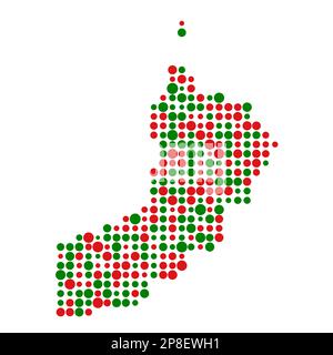 Oman Map Silhouette verpixelt abgeleitete Musterdarstellung Stock Vektor