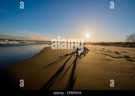 Sonnenaufgang über dem Strand Stockfoto