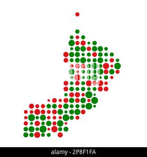 Oman Map Silhouette verpixelt abgeleitete Musterdarstellung Stock Vektor