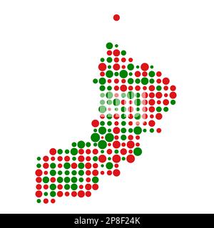 Oman Map Silhouette verpixelt abgeleitete Musterdarstellung Stock Vektor