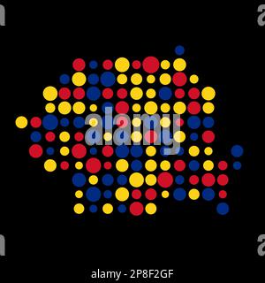 Rumänien Kartensilhouette verpixelt abgeleitete Musterdarstellung Stock Vektor