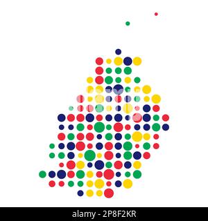 Verpixelte abgeleitete Musterdarstellung der Mauritius-Kartensilhouette Stock Vektor