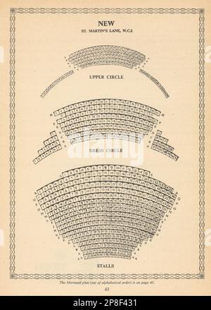 Neues Theater (jetzt Noël Coward), St. Martin's Lane. Klassische Sitzordnung Plan 1960 Stockfoto