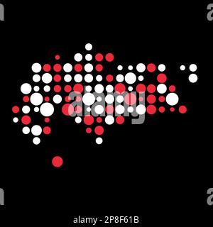 Singapur Kartensilhouette verpixelt abgeleitete Musterdarstellung Stock Vektor