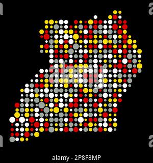 Uganda Map Silhouette verpixelt abgeleitete Musterdarstellung Stock Vektor