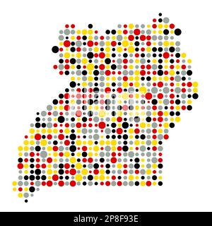 Uganda Map Silhouette verpixelt abgeleitete Musterdarstellung Stock Vektor