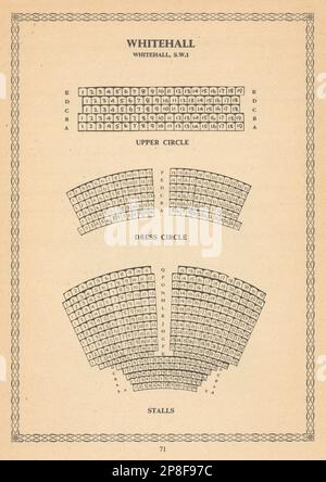 Whitehall Theatre (Trafalgar Studios), Tra. Quadrat. Klassische Sitzordnung Plan 1960 Stockfoto