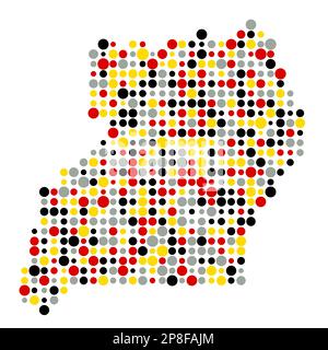 Uganda Map Silhouette verpixelt abgeleitete Musterdarstellung Stock Vektor