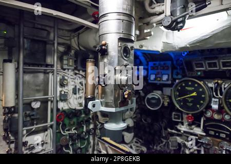 Periskop in einem U-Boot in Italien. Stockfoto