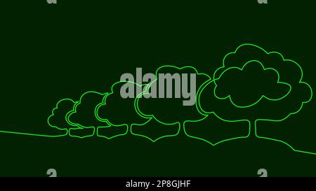 Eine durchgehende Kunstbaumallee. Gartenlandschaft im Freien Entwerfen Sie eine Skizze, um eine Vektordarstellung zu zeichnen Stock Vektor