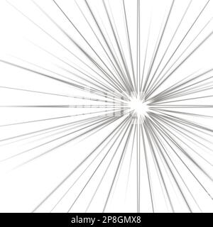 Digital gerenderte Lichteffektstrahlen Blitzstrahlen von Stern- oder sonnenweißen Glanzexplosionen. Stockfoto