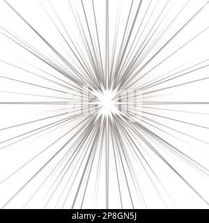 Digital gerenderte Lichteffektstrahlen Blitzstrahlen von Stern- oder sonnenweißen Glanzexplosionen. Stockfoto