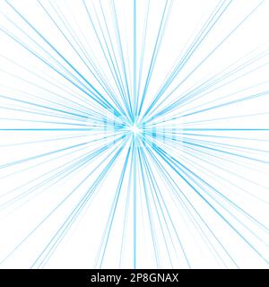 Digital gerenderte Lichteffektstrahlen Blitzstrahlen von Stern- oder sonnenweißen Glanzexplosionen. Stockfoto