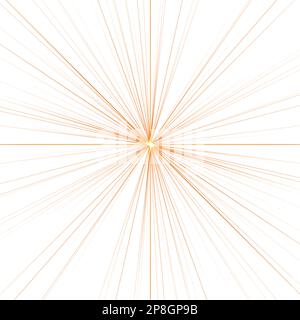 Digital gerenderte Lichteffektstrahlen Blitzstrahlen von Stern- oder sonnenweißen Glanzexplosionen. Stockfoto
