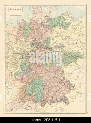 Deutschland zeigt Bundesstaaten von SIDNEY HALLE 1862 alte antike Karte Plan Chart Stockfoto