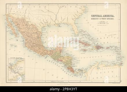 Mittelamerika, Mexiko Und Westindien. Panama-Eisenbahn. BARTHOLOMEW 1862 Karte Stockfoto