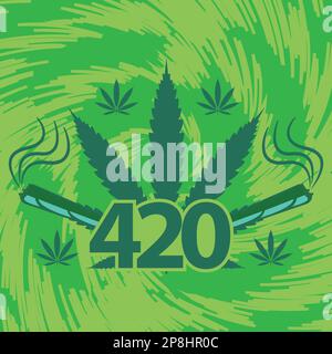 420 Cannabis-Banner-Vektordesign-Illustration mit Marihuana-Blatt-Symbol, Unkraut-Zigaretten-Joint-Symbol und Typografie. Happy 420 Concept for Kiffer Stock Vektor