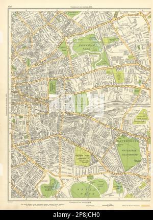 LIVERPOOL Newsham Park Sefton Park Wavertree Kensington Toxteth 1935 alte Karte Stockfoto