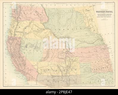 Westen der USA. Karte 1862 der Oregon Utah Washington New Mexico Nebraska Kansas Territories Stockfoto