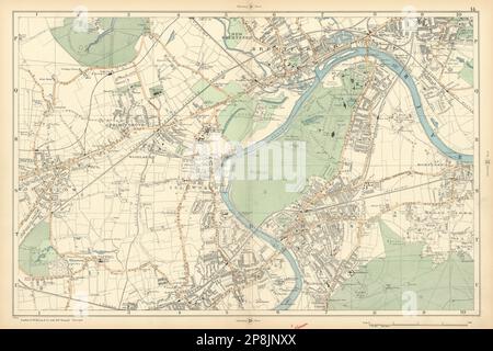 RICHMOND/HOUNSLOW Kew Isleworth Brentford Spring Grove Mortlake. BACON 1900 Karte Stockfoto