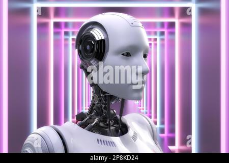 Künstlerische 3D-Darstellung Eines Cyborg mit künstlicher Intelligenz Stockfoto