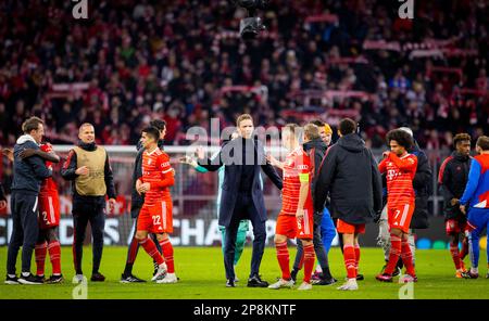 Munic, Deutschland. 8. März 2023. Trainer Julian Nagelsmann (München), Joshua Kimmich (München) Bayern Munic - Paris Saint Germain Bayern München - Pa Stockfoto