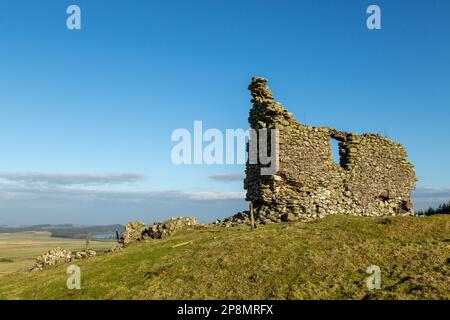 Hirendean Castle - ein Peel Tower aus dem 16. Jahrhundert. Stockfoto