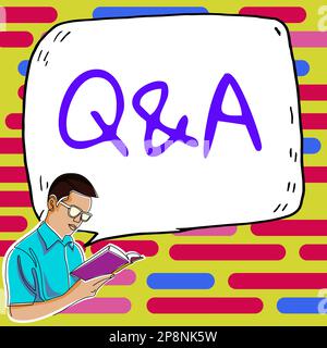 Schreiben mit Text Q A. Internet-Konzept definiert als gestellte Fragen und Antworten Stockfoto