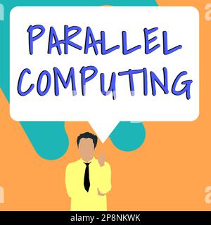 Handgeschriebenes Schild Parallel Computing. Geschäftsansatz simultane Berechnung mittels Software und Hardware Stockfoto