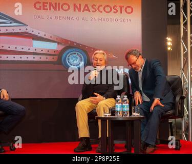 01/23/2019 Turin (Italien) Marcello Gandini im Automobilmuseum Turin Anlässlich der Präsentation der Ausstellung gewidmet Zu ihm Stockfoto